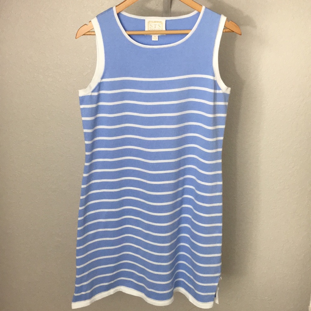 Sail to Sable sleeveless blue striped dress size M